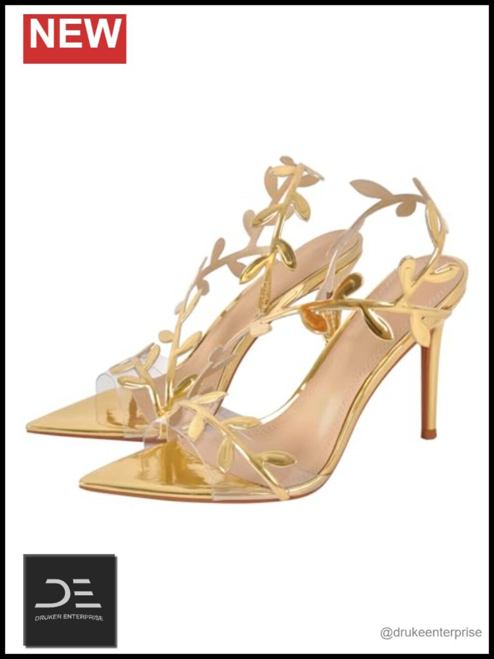 Clear Stiletto High Heels Strappy Slingback Pointed Open Toe Sandals Women